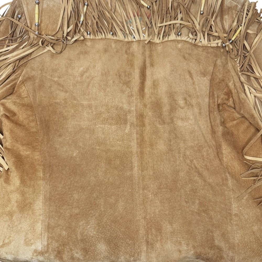PATRICIA WOLF Suede Fringe Jacket Hand Painted Western Cowgirl Boho Luxe XL - Picture 13 of 14